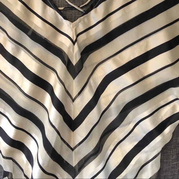 Rare Black/white striped silk blouse top MNG Sz. S - Picture 3 of 5